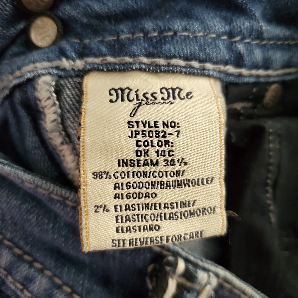 MISS ME • Y2K Crystal Wings Bootcut Jeans Sz 27 - Picture 7 of 9